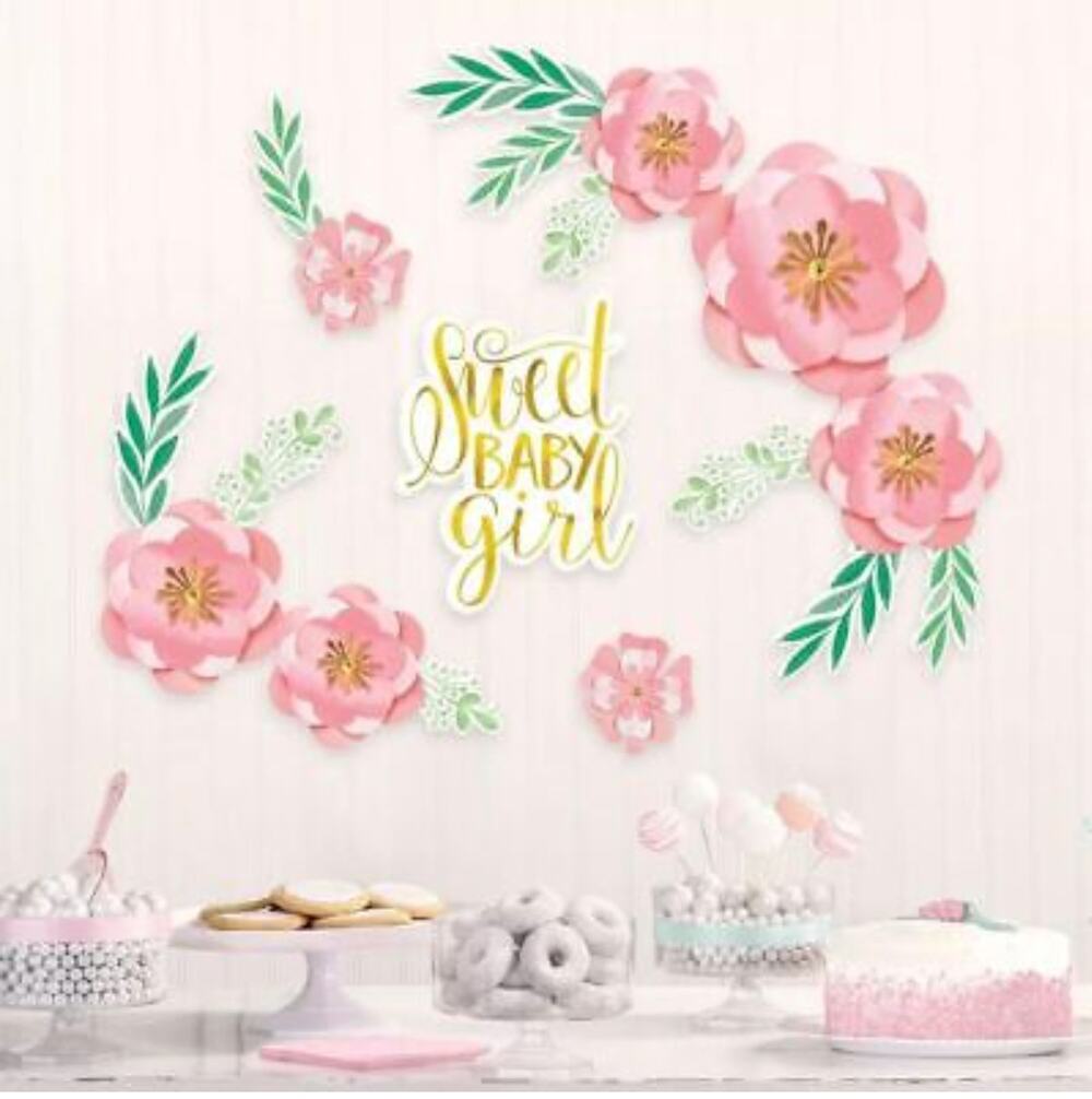 1st Girl Birthday Bundle | Sweet Baby Girl Wall Decorations | 8 Party Pouches